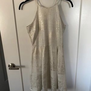 Gold glitter white dress